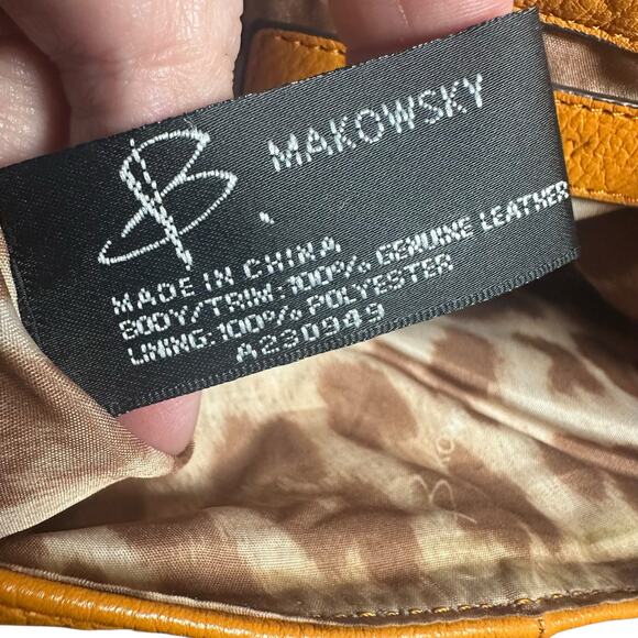 B Makowsky Orange Leather Crossbody Shoulder Bag Purse Adjustable Strap Medium - Picture 13 of 16